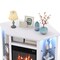 45" Corner Media LED Lights Entertainment Center with Electric Fireplace and Glass Shelves